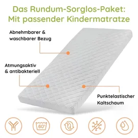 Kids Collective Jugendbett Bodenbett 140 x 200 cm Kiefer massiv braun Zimt