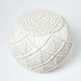 Homescapes Pouf Baumwolle 50 x 40 x 50 cm Natur