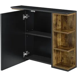 [en.casa] Badezimmerschrank Harstad 64x80x20 cm Dunkler Holzton / Schwarz