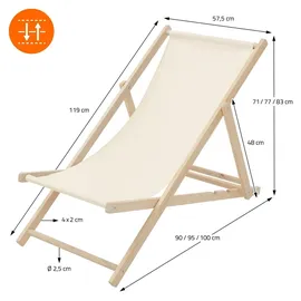 ECD Germany Liegestuhl Klappbar 10er Set 120 x 60 x 30 cm Beige