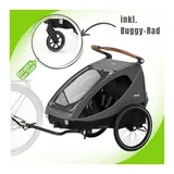 HAUCK Dryk Duo Fahrradanhänger und Buggy, Farbe:Melange Grey