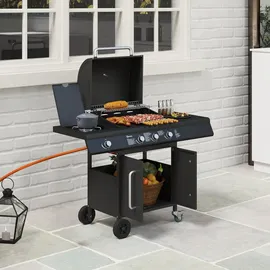 Outsunny Gasgrill Grillwagen 118,5 x 56 x 110 cm Schwarz