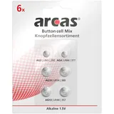 Arcas Knopfzellenset 6tlg AG3/AG4/AG10/AG13 1,5V 6 St.