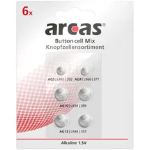Arcas Knopfzellenset 6tlg AG3/AG4/AG10/AG13 1,5V 6 St.