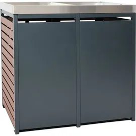 Mendler Mülltonnenverkleidung HWC-K14 124 x 134 x 84 cm walnuss