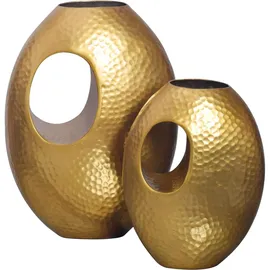 FineBuy FineBuy, Vase, Tischvase 2er Set FB65114 Aluminium Gold (2 x)