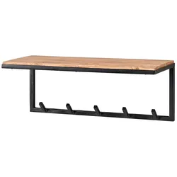 Industriestil Wandgarderobe aus Akazie Massivholz Metall