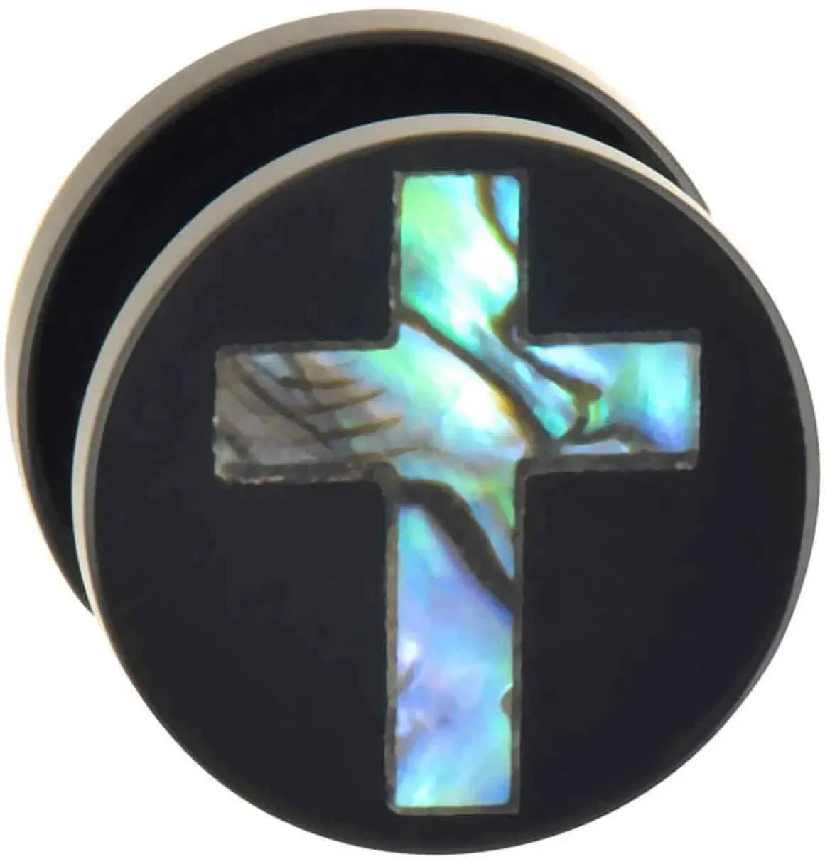 Acryl Plug mit Abalone-Muschel KREUZ