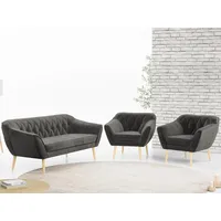 MKS MÖBEL Sofa PIRS 3 1 1, Set, Sofa, Sessel, T30-Schaum, Holzbeine, mit Relaxfunktion, Moderne Sofa Set, Skandinavische Deko grau