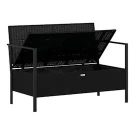vidaXL Gartenbank 2-Sitzer mit Kissen Schwarz Poly Rattan