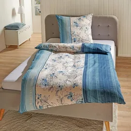 Traumschlaf Fiori Floral Blau 155 x 220 cm + 80 x 80 cm