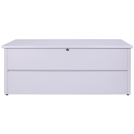 Mendler Gartentruhe HWC-J56, Aufbewahrungsbox Auflagenbox Truhe, Wasserdicht Metall Edelstahl 69x165x85cm 692l hellgrau