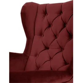 beautysofa Ohrensessel FALCO Chesterfield Polyester 82 x 102 x 92 cm Rot