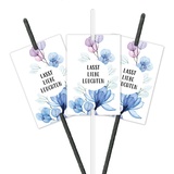 50 Etiketten passend für Wunderkerzen & Knicklichter I Blaue Wildblumen I Lasst Liebe Leuchten I Rosa Lila Grün Pastell I Gastgeschenk für den besonderen Tag I einseitig bedruckt I dv1282