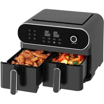 iceagle Heißluftfritteuse 2 Kammern Airfryer XXL 11L schwarz