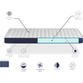 xaluca Matratze 70x190 Ergo Konfort H2 Hohe 14 cm Super weiche Polsterung - jugendlich