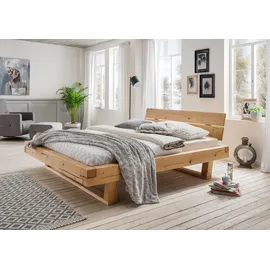 Home Affaire Massivholzbett HOME AFFAIRE "Ultima Balkenbett Doppelbett, Füße mit Kufenform", braun (fichte wachs, geölt), B:198cm L:228cm, Betten, Massivholzbett, Massivholz, Skandinavisches Design, Robust, stabil, FSC zertifiziert