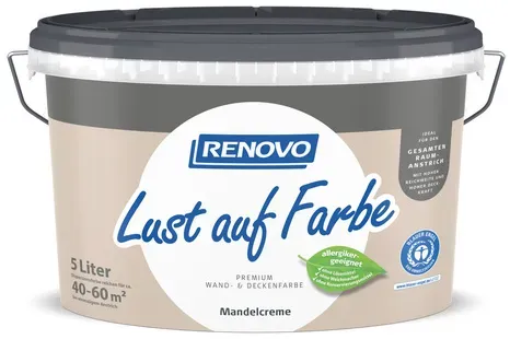 RENOVO Dispersion »Lust auf Farbe«, matt, hohe Deckkraft, 8-12 m2/l, Lösemittelfrei/Allergikergeeignet - beige