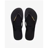 havaianas Slim Logo Metallic Schwarz/Gold 35
