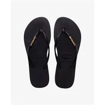 havaianas Slim Logo Metallic Schwarz/Gold 35