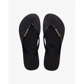 havaianas Slim Logo Metallic Schwarz/Gold 35