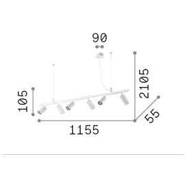 Ideal Lux DYNAMITE Pendelleuchte 6-flammig Spots Schwarz