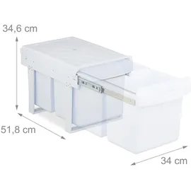 Relaxdays Einbaumülleimer 30 l Weiß