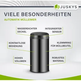 Juskys Runder Mülleimer 40 l Schwarz
