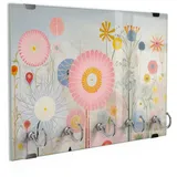 DEQORI Schlüsselbrett 'Wiese der Wunder', (1 St), Schlüsselhalter Schlüssel Haken Schlüsselboard modern Schlüsselleiste bunt|rosa