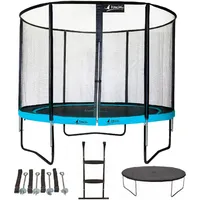 Punchi Blue 300 Trampolin + Leiter + Abdeckung + Verankerungsset blau 305 CM