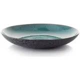 Bitz Schale, Obstschale/Salatschüssel aus Steinzeug, 40 cm im Durchmesser, spülmaschinenfest, schwarz/grün