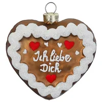 Inges Glas Christbaumschmuck Glas 6cm Lebkuchen Herz Figur handbemalt