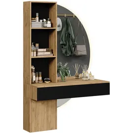 Vicco Schminktisch Melora, Eiche/Schwarz, 100 cm mit LED-Spiegel (100 x 40 x 155 cm)