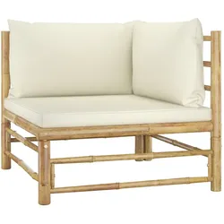 vidaXL Garten-Ecksofa mit Kissen Cremeweiß Bambus
