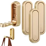 4 Stück Faltbare Wandhaken, Aluminium-wandhaken, 90-grad-klapphaken, Unsichtbare Kleiderhaken Für Büro, Küche, Schlafzimmer, Badezimmer, Küche (golden)