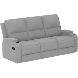 OTTO home 3-Sitzer OTTO HOME "Napori", grau (hellgrau), B:207cm H:105cm T:94cm, 100% Polyester, Sofas, Kinosofa mit 2 x Relaxfunktion und Getränkehalter