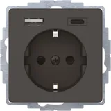 Berker Steckdose SCHUKO/USB A-C Q.1/Q.3, anthrazit samt, lackiert 48046086