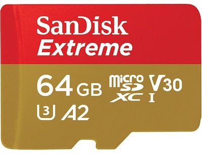 SanDisk Extreme 64 GB microSDXC Speicherkarte Kit (2022) bis 190 MB/s, C10, U3