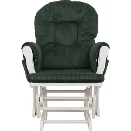 Mendler Relaxsessel HWC-C76 Cord 52 x 100 x 80 cm Grün mit Hocker