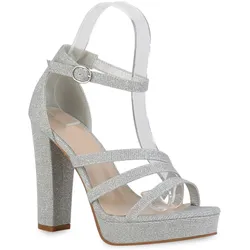 Damen Plateau Sandaletten in Silber