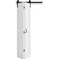 SucceBuy Faltbare Schiebetür im Scheunentor-Stil 914x2134 mm aus MDF, mit Beschlagsatz und platzsparendem H-Rahmen-Design, Faltschiebetür für Sc...