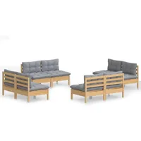 vidaXL Garten-Lounge-Set 8-tlg. grau Kiefernholz