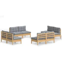 vidaXL Garten-Lounge-Set 8-tlg. grau Kiefernholz