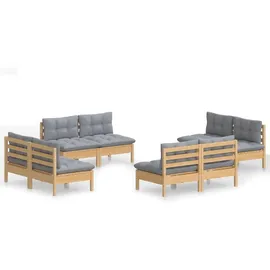 vidaXL Garten-Lounge-Set 8-tlg. grau Kiefernholz