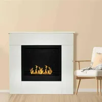 Dmora - Bioethanol-Kamin Dstepinsk, Ökologischer Kamin, Rauchfreies Feuer, Heizung mit Ethanol, Made in Italy, 96x36 h90 cm, Weiß