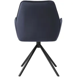 Mendler Esszimmerstuhl HWC-G67 Samt anthrazit-blau