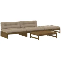 vidaXL 4-tlg Garten-Lounge-Set mit Kissen Honigbraun Kiefernholz Modell 7