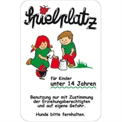 Schild Spielplatz für Kinder unter 14 Jahren ..., weiß, Alu, 400x600 mm