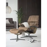 Stressless Stressless® »Reno«, (Set, Relaxsessel mit Hocker), mit Hocker, mit Cross Base, Größe S, M & L, Holzakzent Eiche