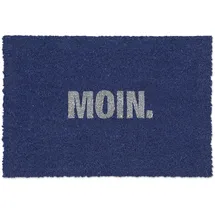 Relaxdays Fußmatte Kokos Moin, Weiß,Blau